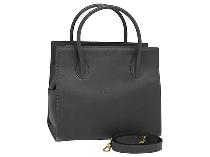 Céline Borsa a mano CELINE in pelle 2 vie grigio oro Auth ar13509 Marrone D'oro