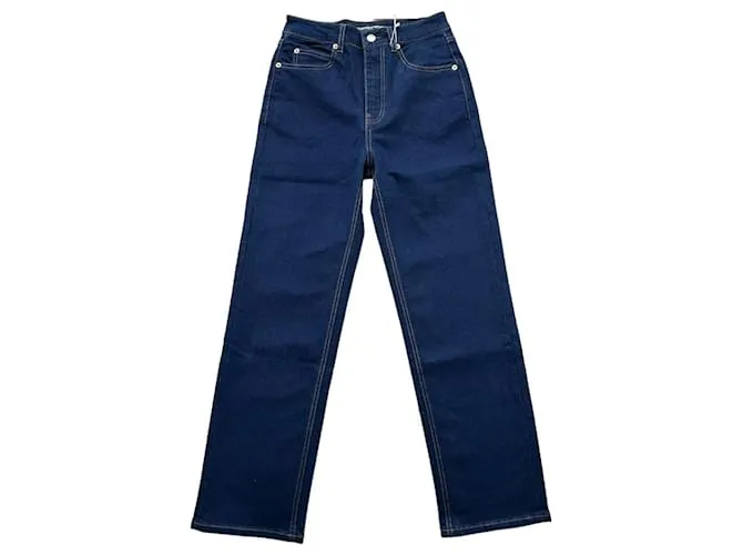 Jeans dritti a vita media in denim Alexander Wang US 28 Blu navy