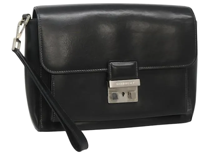 Borsa a pochette GIVENCHY in pelle nera Auth bs25233 Nero