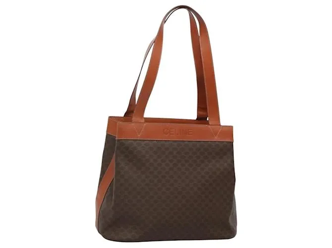 Céline Borsa a spalla in tela Macadam CELINE in pelle PVC marrone oro Auth bs25160 D'oro