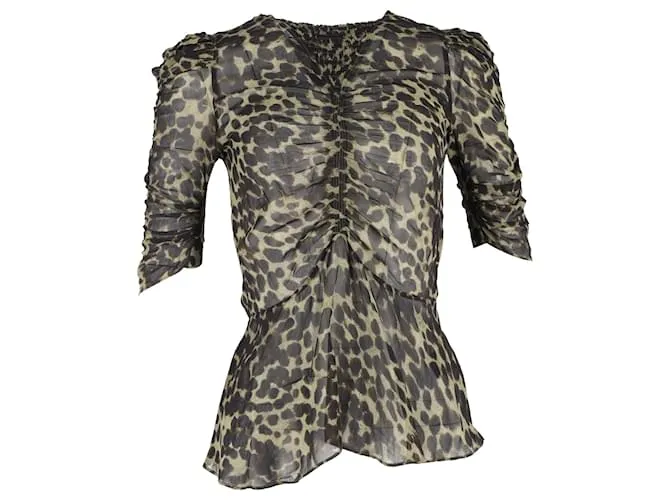 Blusa Caja Ruched di Isabel Marant in viscosa con stampa animale Stampa python