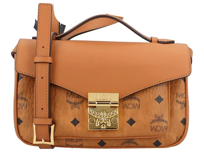 MCM Tracy a tracolla in Visetos Marrone