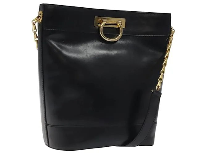 Céline Borsa a Spalla CELINE in Pelle Nera Oro Auth 116371 Nero D'oro