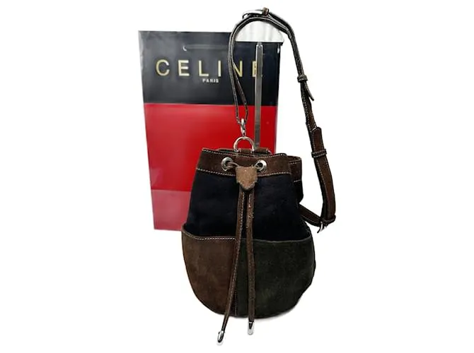 Céline Borsa a secchiello vintage Celine Paris nera marrone