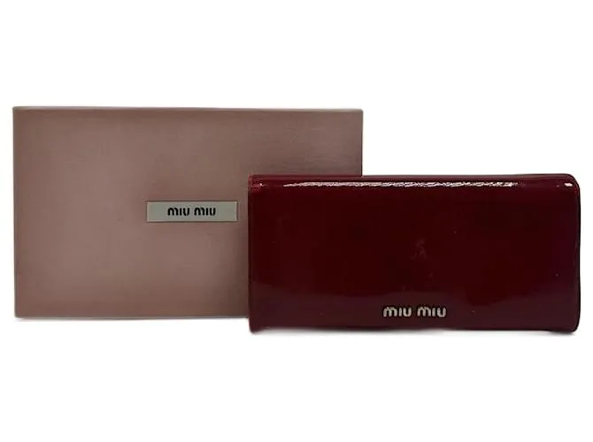 Portafoglio vintage in pelle verniciata Miu Miu rosa Rosso