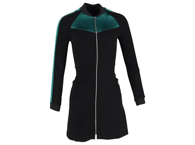 Abito mini A-line in acetato nero Maje Rizia con inserti a contrasto