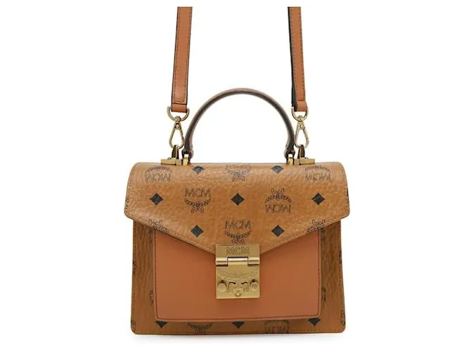 Borsa MCM Tracy Visetos Monogramma Piccola Marrone