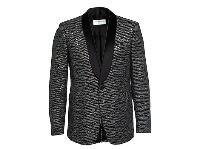 Blazer in paillettes nero e oro di Saint Laurent, 2016 D'oro