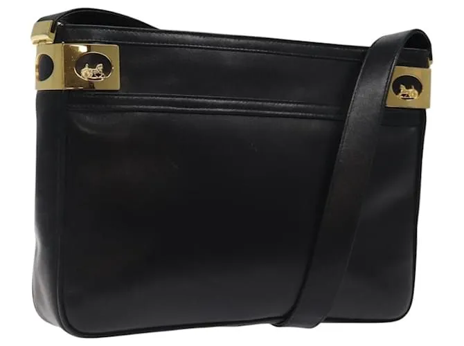 Céline Borsa a Spalla CELINE in Pelle Nera Oro Auth 117924 Nero D'oro