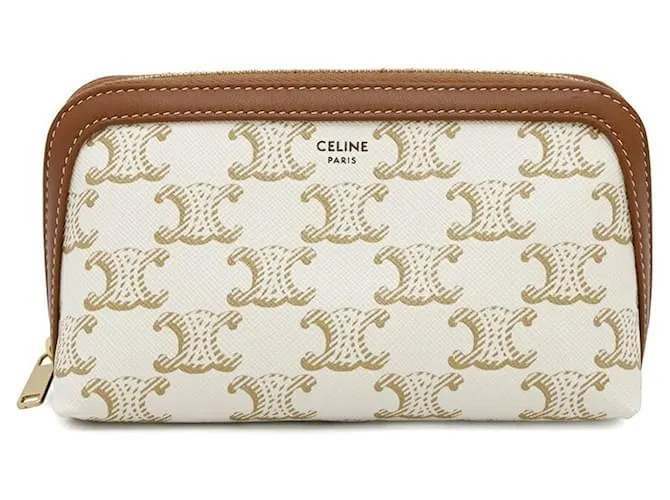 Céline Pochette Celine Triomphe Piccola Tick Marrone Bianco