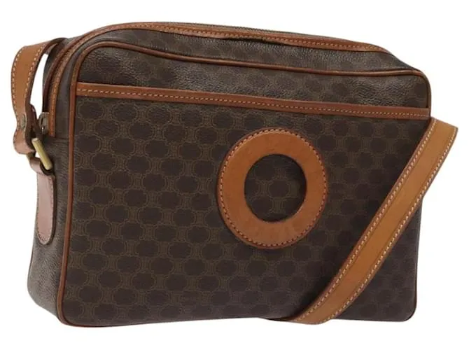 Céline Borsa a spalla in tela Macadam CELINE in pelle PVC marrone oro Auth 118020 D'oro