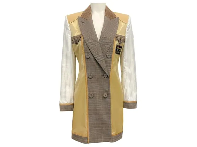 Abito doppiopetto in khaki di Moschino Couture Beige