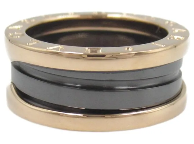 Bulgari Anello B.Zero1 a due bande in oro rosa 18K e ceramica Bvlgari Pink Nero D'oro