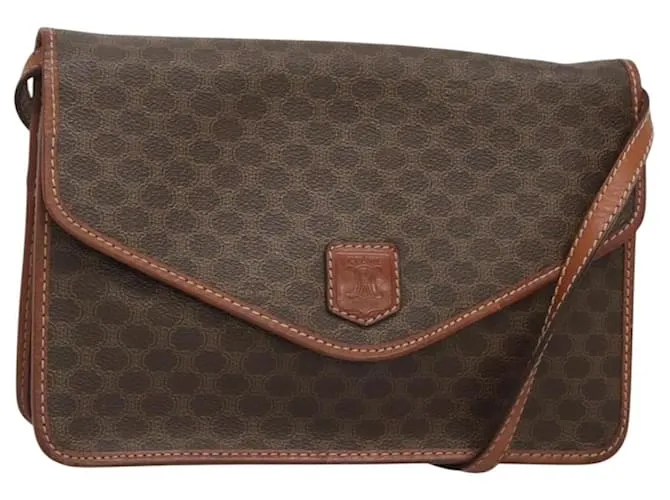 Céline Borsa a spalla in tela Macadam CELINE in pelle PVC marrone oro Auth bs25459 D'oro