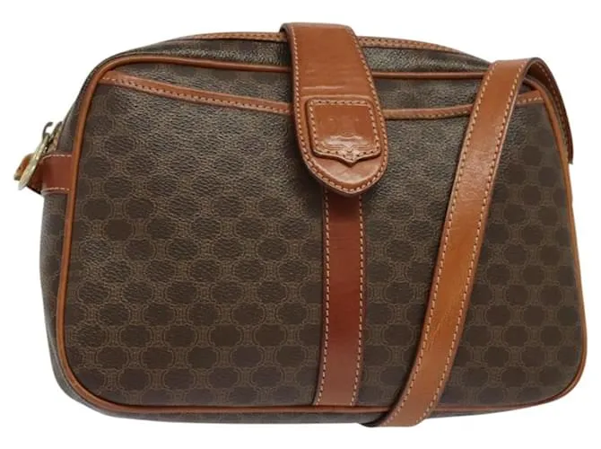 Céline Borsa a spalla in tela Macadam CELINE in pelle PVC marrone oro Auth sw617 D'oro