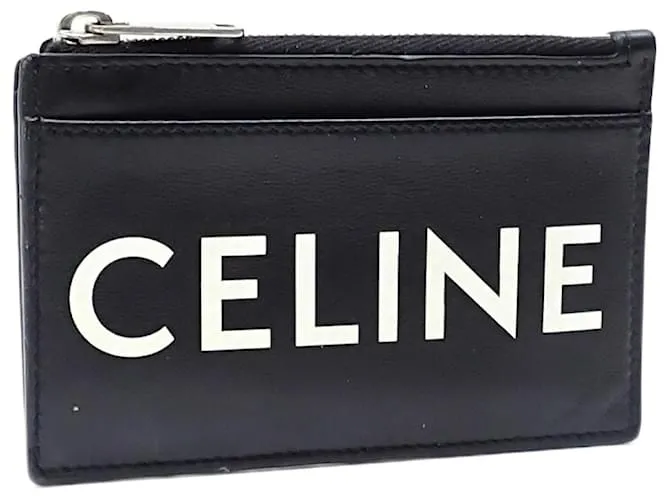 Céline Portamonete Celine e portacarte con zip Nero Bianco