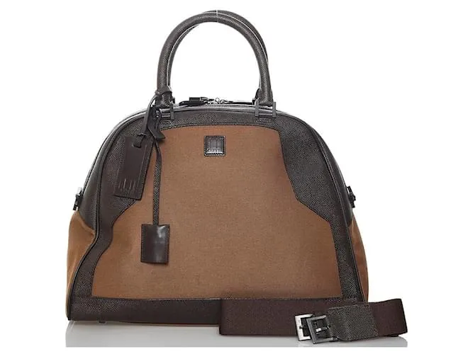 Alfred Dunhill Borsa da viaggio Boston in pelle e tela Dunhill Marrone