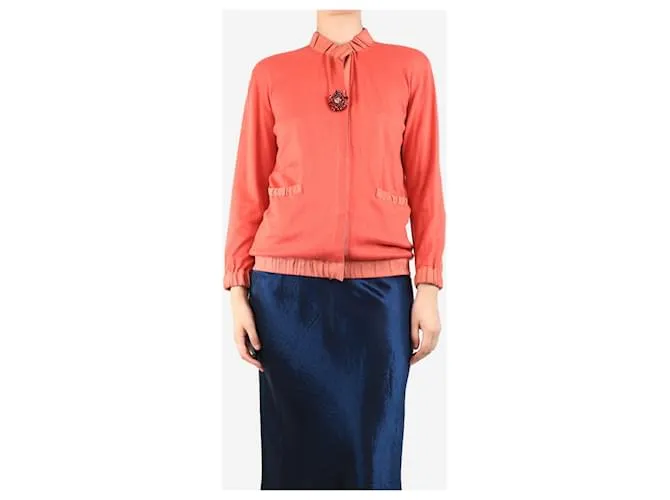 Lanvin Cardigan con bottone gioiello rosso - taglia UK 8