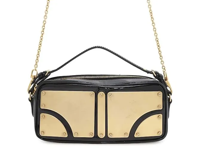 Borsa a mano in pelle verniciata nera Miu Miu Nero