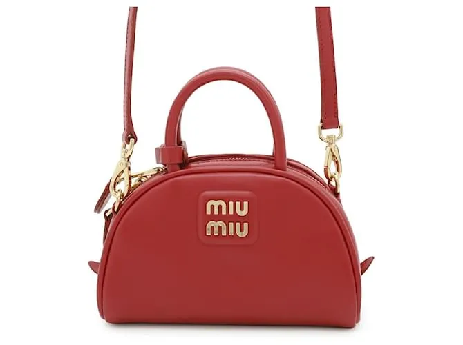 Borsa a mano in pelle Mini Boston Miu Miu Rosso
