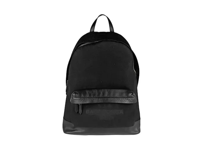 Zaino in tela e pelle nera Balenciaga Nero