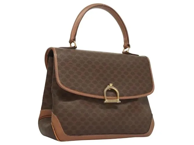 Céline Borsa a mano in tela Macadam CELINE in pelle PVC marrone oro Auth 123898 D'oro