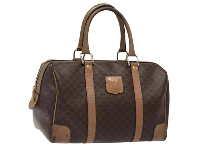 Céline Borsa a mano in tela Macadam CELINE in pelle PVC marrone oro Auth bs25372 D'oro