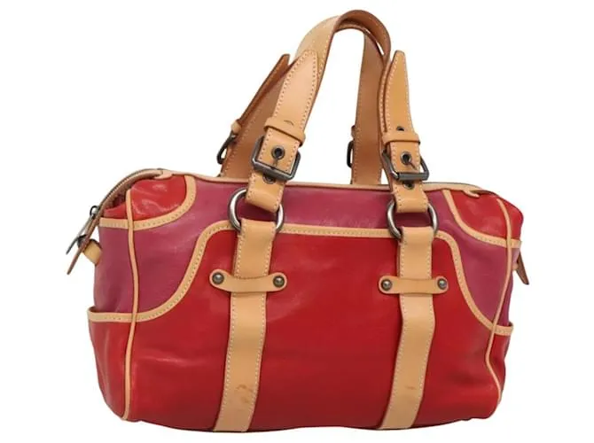 Céline Borsa a mano CELINE in pelle rossa beige Auth gh023 Rosso