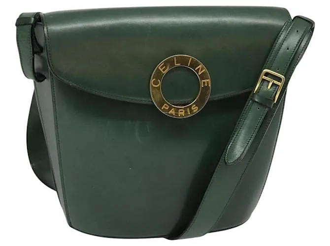 Céline Borsa a Spalla CELINE in Pelle Verde Oro Auth 123217 D'oro