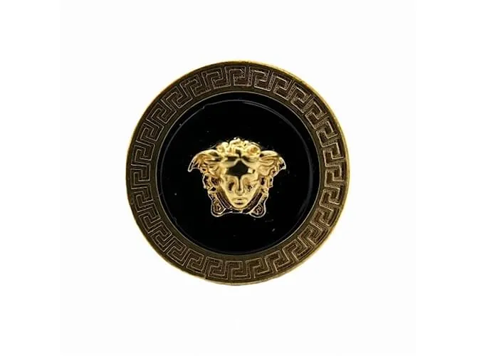 Anello a fascia Medusa con motivo Greca di Versace Nero D'oro