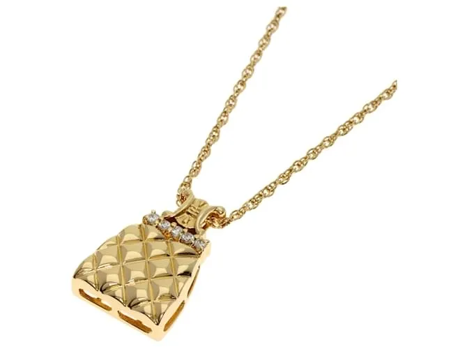 Diamond Céline Collana di diamanti a forma di borsa in oro giallo 18K Celine