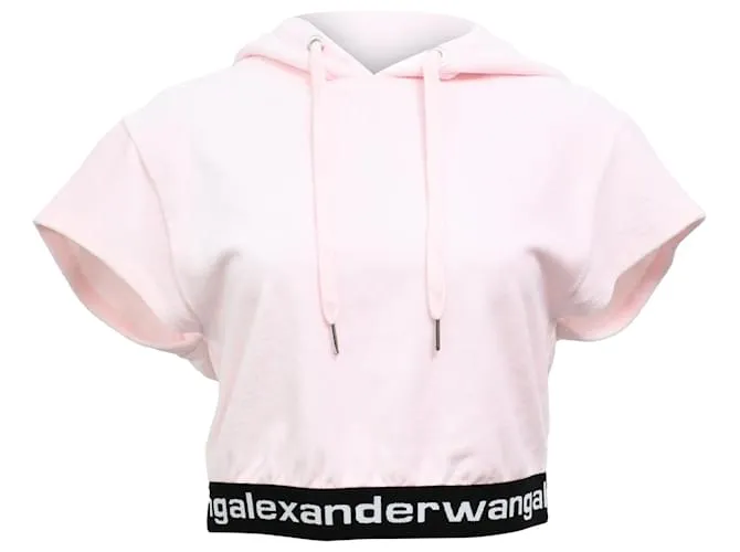 Felpa corta Alexander Wang T. in velluto a coste rosa