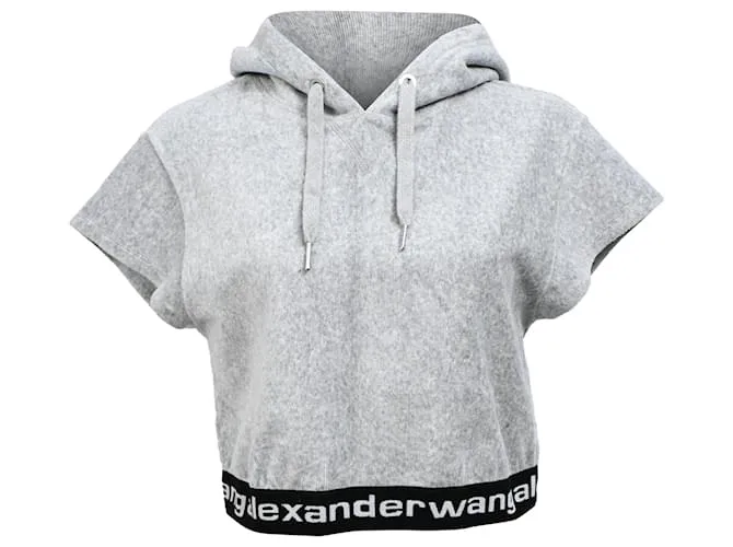 Felpa corta Alexander Wang T. in velluto a coste grigio