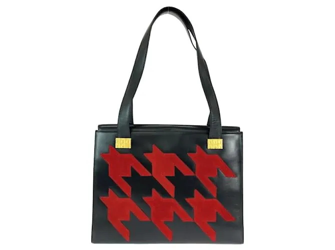 Céline Borsa 2 in 1 in pelle a motivo pied-de-poule Celine Nero