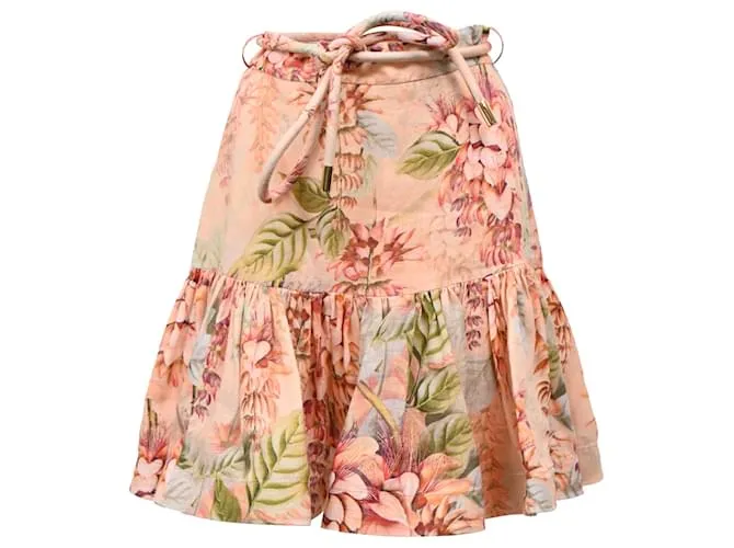 Zimmermann Gonna Mini Candescent Flip Zimmerman in lino con stampa floreale