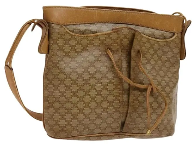 Céline Borsa a spalla in tela Macadam CELINE beige oro Auth bs25460 D'oro