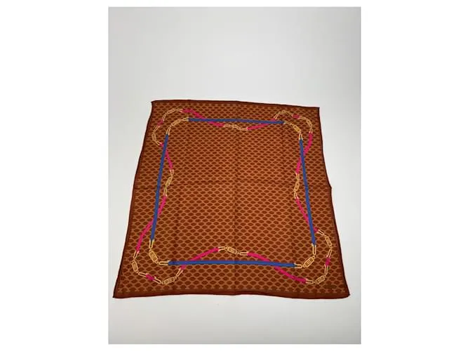 Céline Sciarpa in seta monogramma vintage Celine marrone