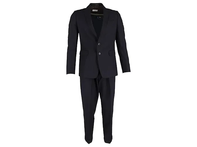 Completo giacca e pantaloni Dries Van Noten in lana blu navy