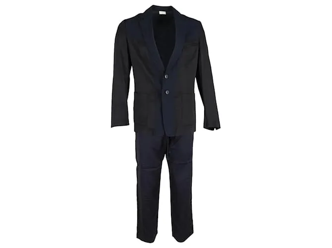 Completo color-block Dries Van Noten in cotone blu e nero Blu navy