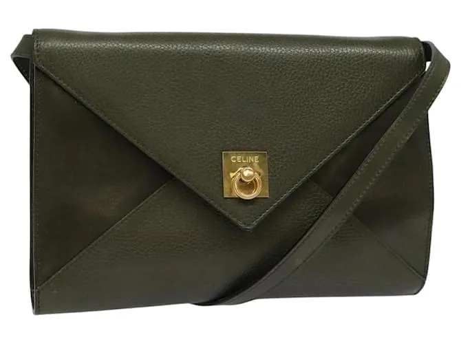 Céline Borsa a Spalla CELINE in Pelle Khaki Oro Auth 120618 D'oro Cachi