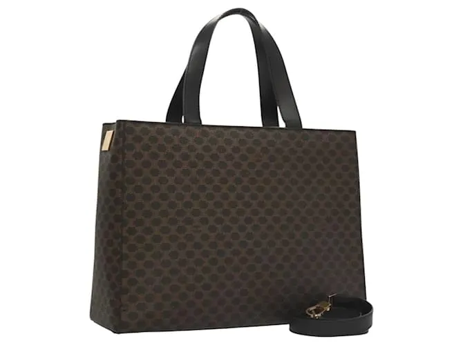 Céline Borsa a mano in tela Macadam CELINE in pelle PVC 2 in 1 nera e oro Auth 120130 Nero D'oro