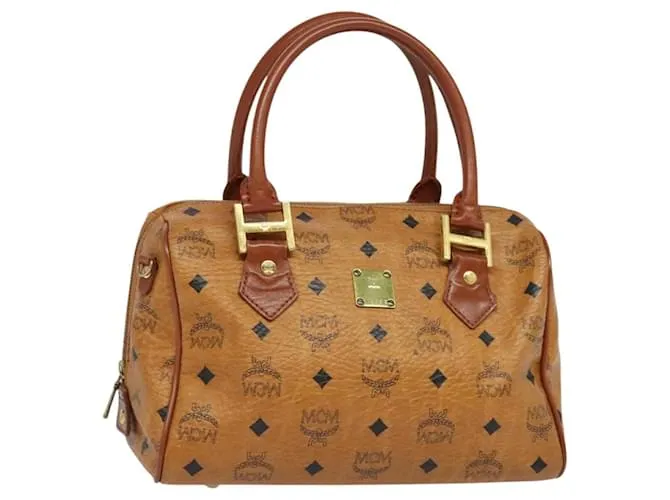 Borsa MCM Logogram Vicetos in pelle PVC marrone e oro Auth 124114 D'oro