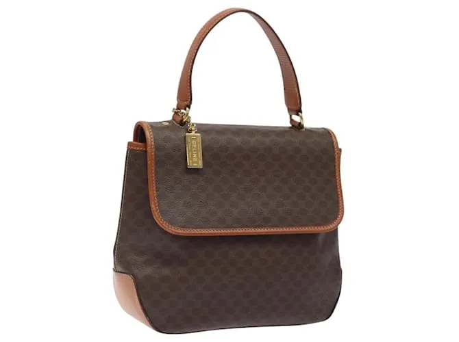 Céline Borsa a mano in tela Macadam CELINE in pelle PVC marrone oro Auth 120634 D'oro