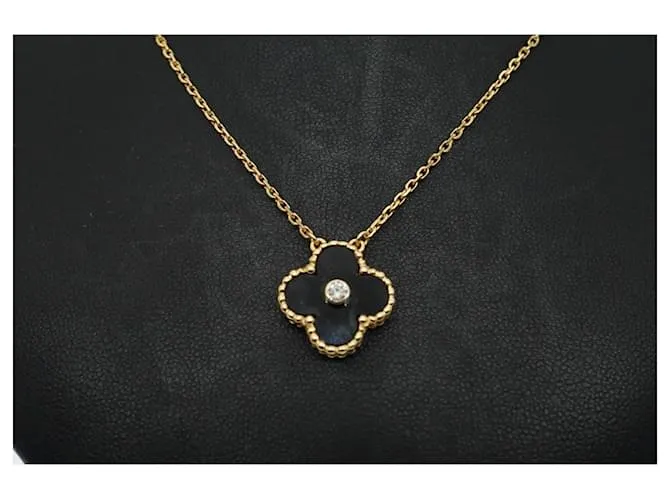 Van Cleef & Arpels Pendente festivo Vintage Alhambra 2023 - Collana in oro rosa e ossidiana Gold hardware