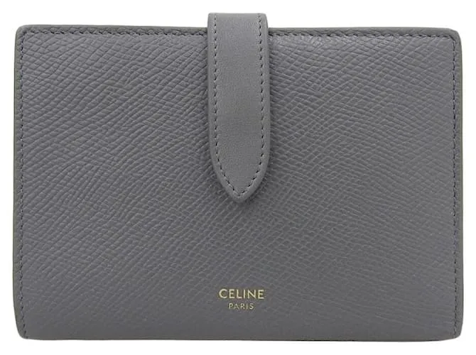 Céline Portafoglio medio con tracolla in pelle grigia Celine Grigio
