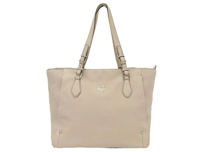Borsa Tote in Pelle MCM E0486 Marrone Beige