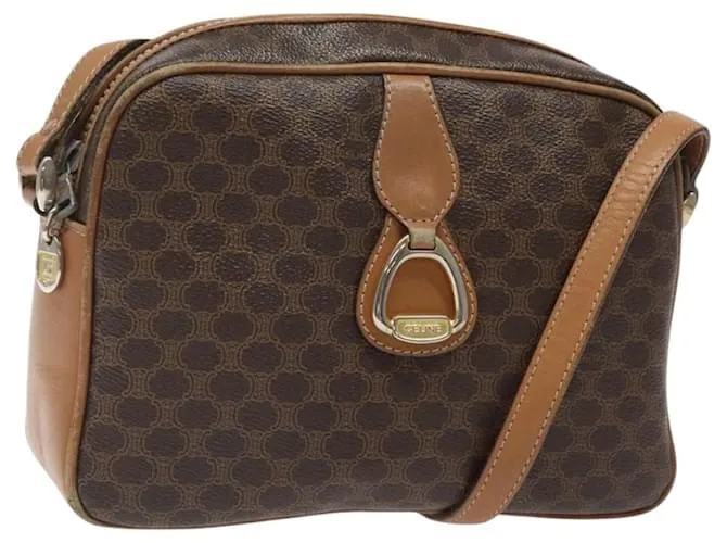 Céline Borsa a spalla in tela Macadam CELINE in pelle PVC marrone oro Auth BA1891 D'oro