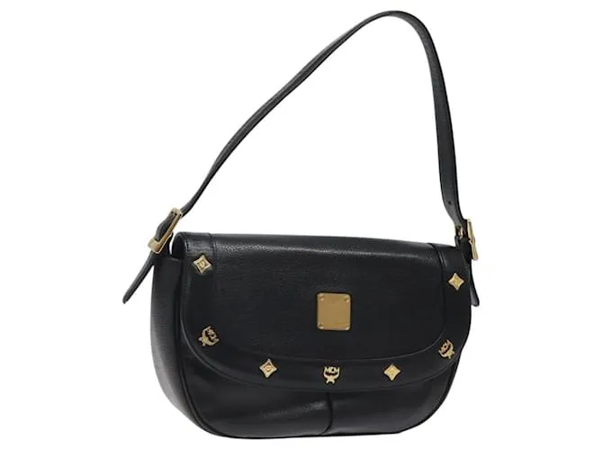Borsa a Spalla MCM in Pelle Nera Oro Auth 124398 Nero D'oro