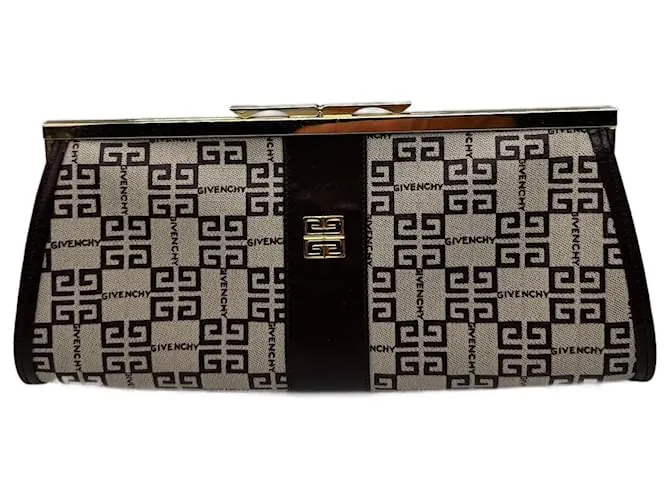 Clutch in pelle monogramma vintage Givenchy Bianco