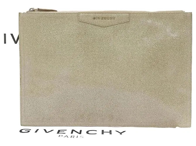 Clutch in pelle verniciata Givenchy D'oro Metallico